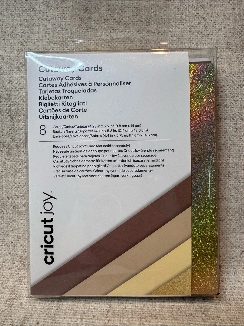 Cricut Joy, lot of 5 packs, insert cards in various glitter, prism, and matte